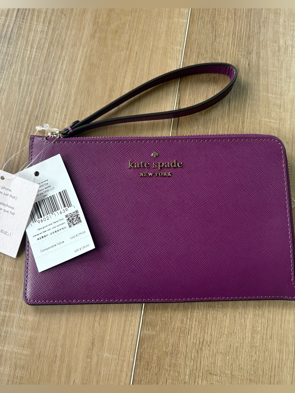 kate spade Purple Saffiano Wristlet